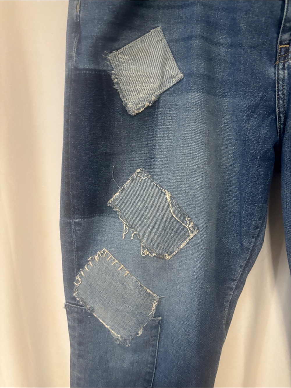 Ralph Lauren Distressed Blue Boyfriend Jeans with Logo Patch - Picture 4 of 12